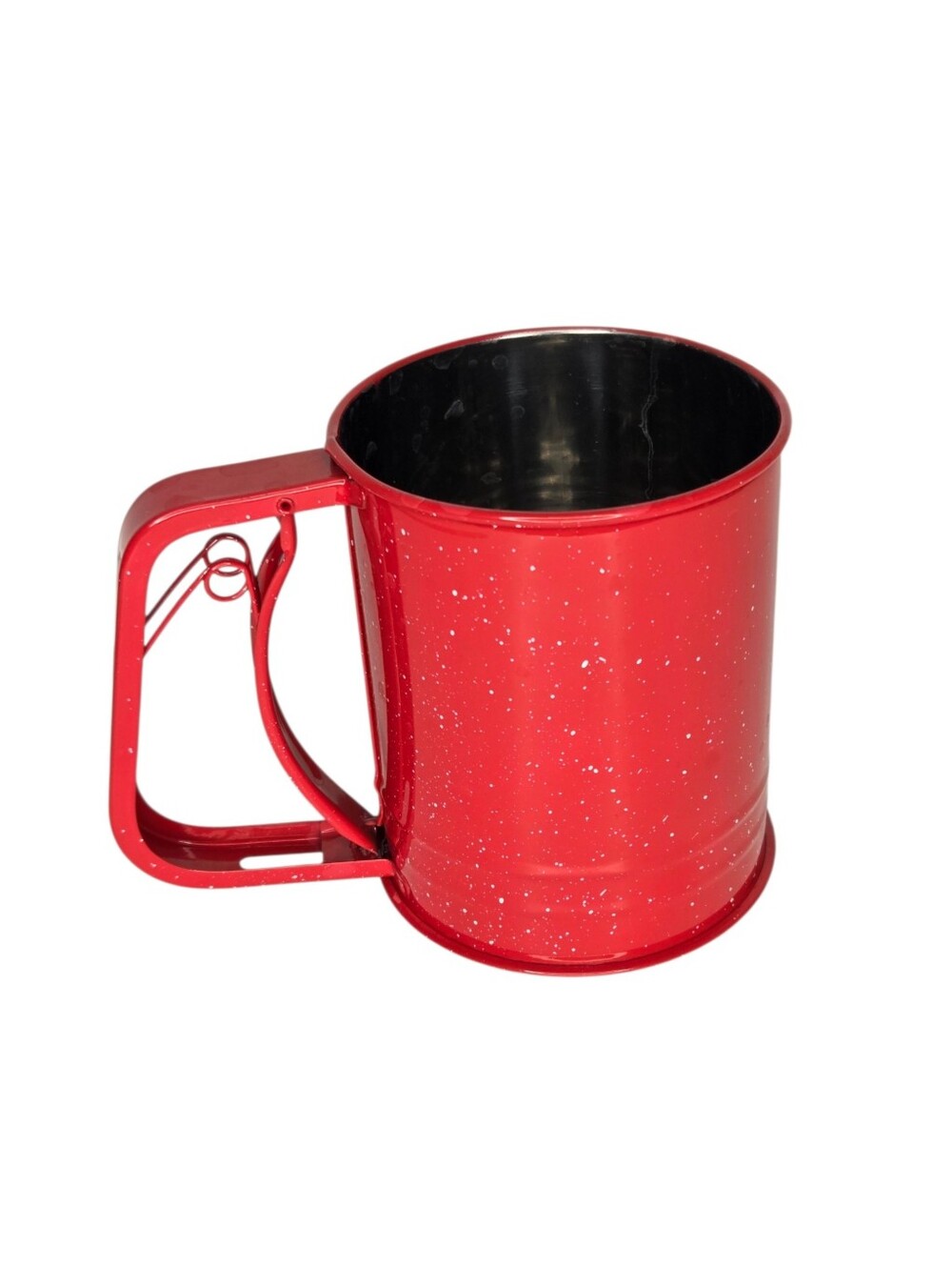 Red Enamel Flour Sifter with Speckled Finish July 4th